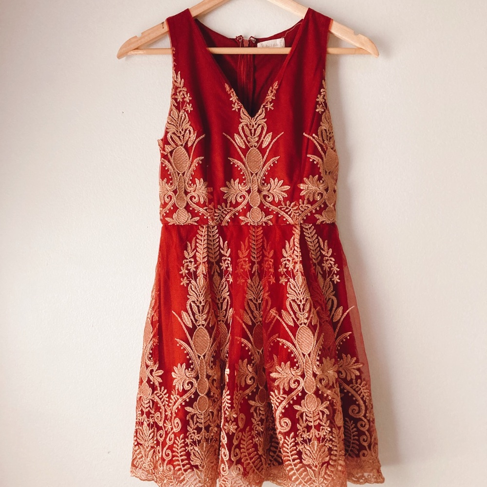 Red and Gold Altar’d State Cocktail Dress